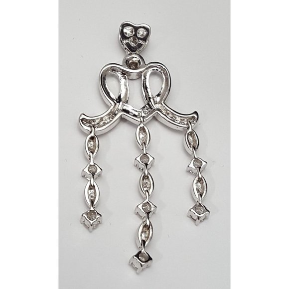 Beautiful 18K Karat Solid White Gold Drop Dangle Round Cut Diamond Charm Pendant - Picture 8 of 13